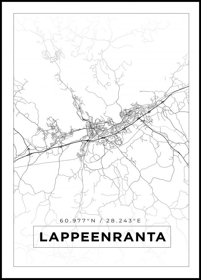 Kartta - Lappeenranta - Valkoinen Juliste