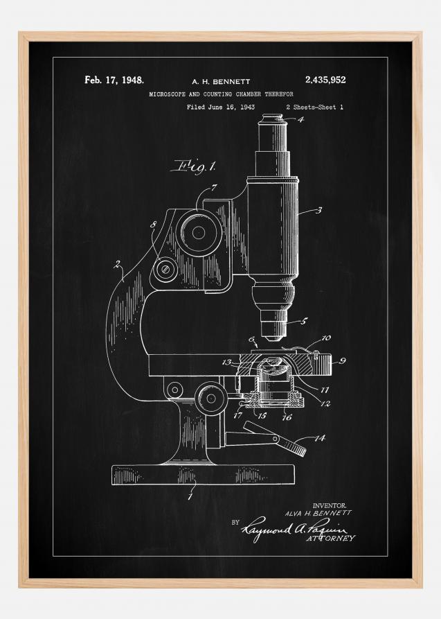 Patent Print - Microscope - Black Juliste