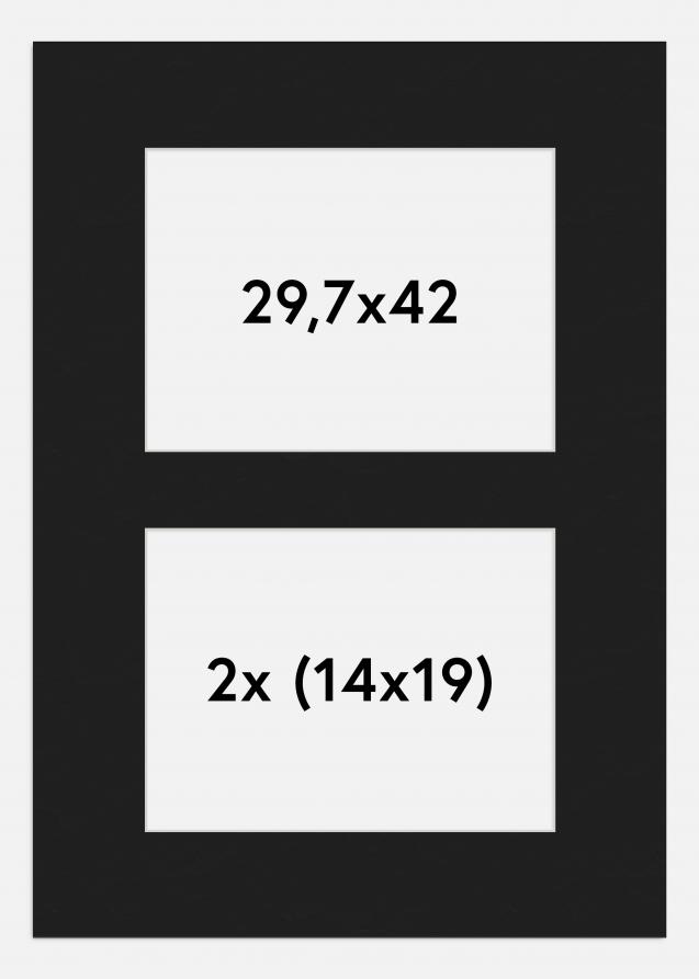 Paspatuuri Musta 29,7x42 cm - Kollaasi 2 kuvalle (14x19 cm)