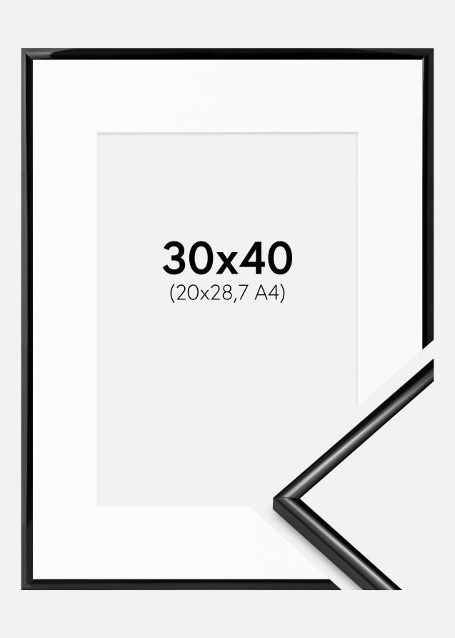Kehys Scandi Musta 30x40 cm - Passepartout Valkoinen 21x29,7 cm (A4)