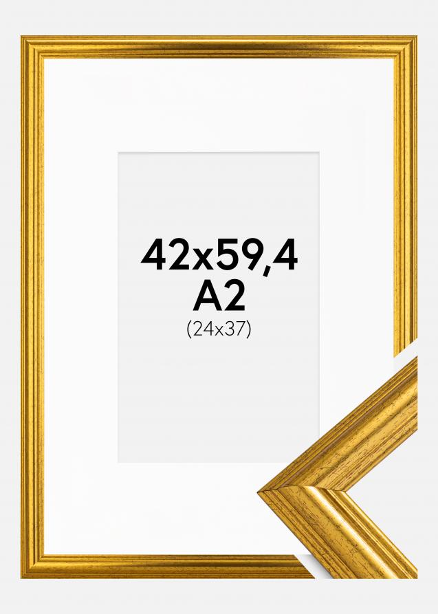 Kehys Västkusten Kulta 42x59,4 cm (A2) - Passepartout Valkoinen 25x38 cm