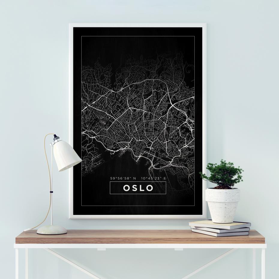 Kartta - Oslo - Musta Juliste