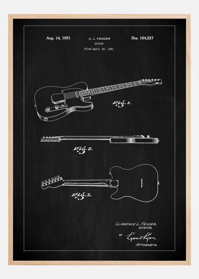 Patent Print - Guitar - Black Juliste