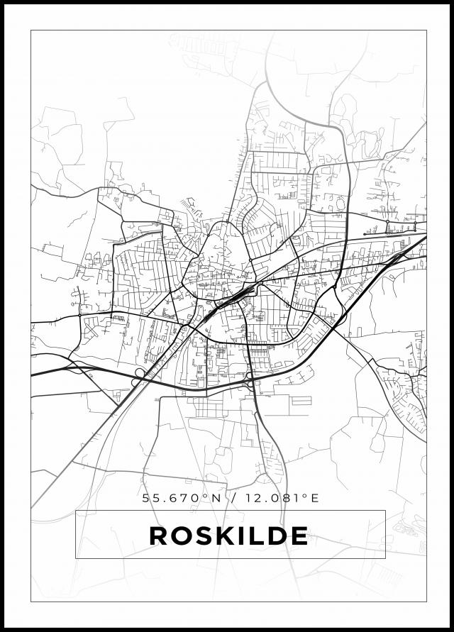 Kartta - Roskilde - Valkoinen Juliste