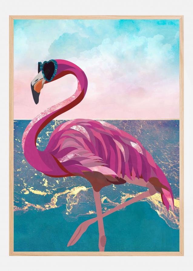 Flamingo goes to the beach Juliste