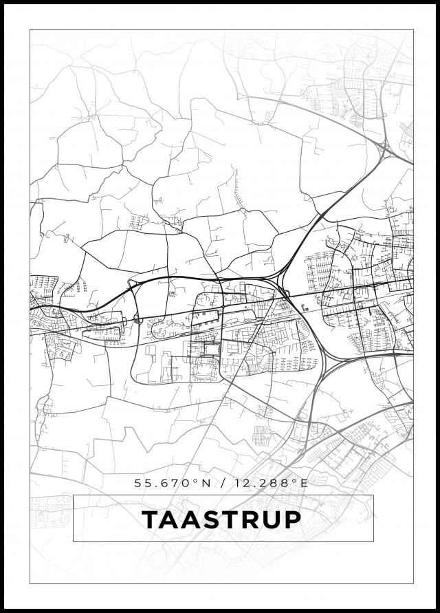 Kartta - Taastrup - Valkoinen Juliste