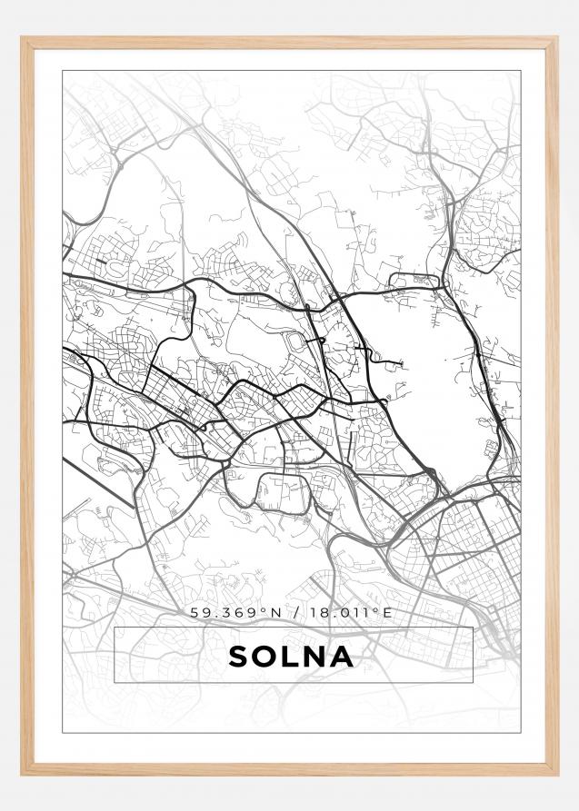 Kartta - Solna - Valkoinen Juliste