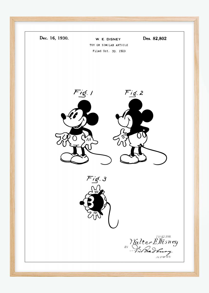 Patenttipiirustus - Disney - Mickey Mouse Juliste