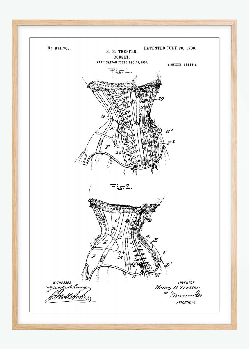 Patentti Piirustus - Korsetti I Juliste