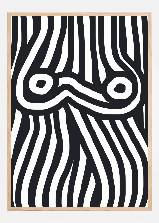 Black and White Striped Nude Juliste
