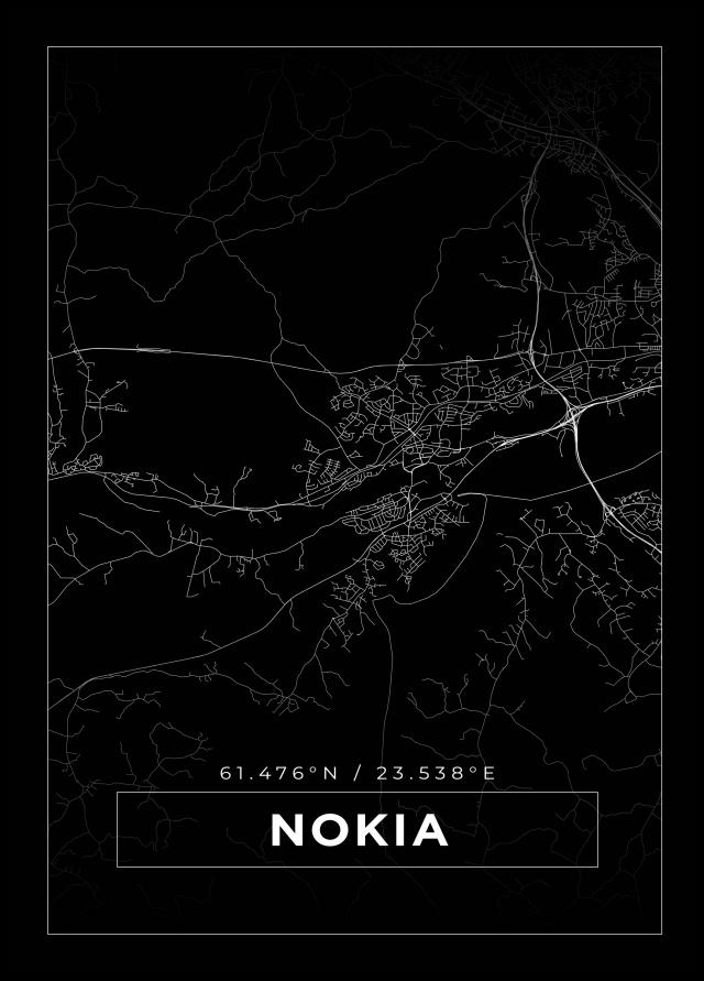 Kartta - Nokia - Musta Juliste