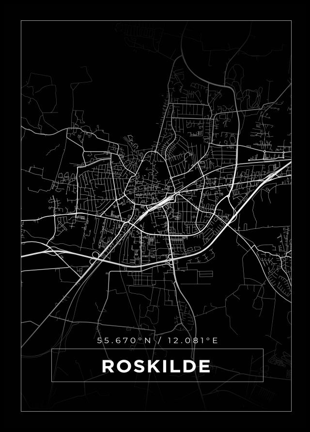 Kartta - Roskilde - Musta Juliste
