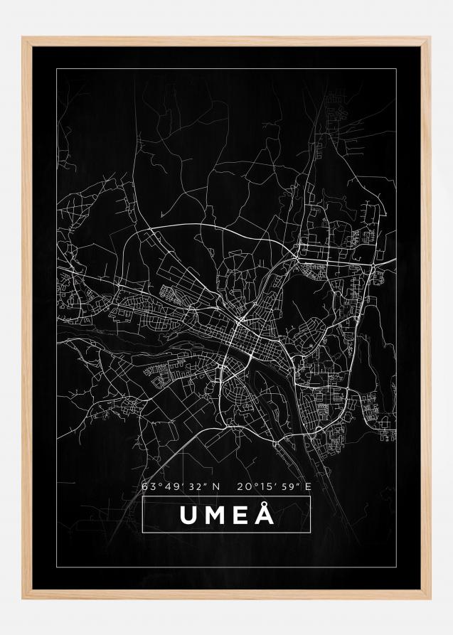 Kartta - Umeå - Musta Juliste