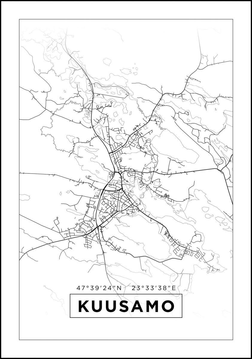 Kaupungikarttajuliste Kuusamo - Tyylikäs Aalborgin valkoinen Kuusamo