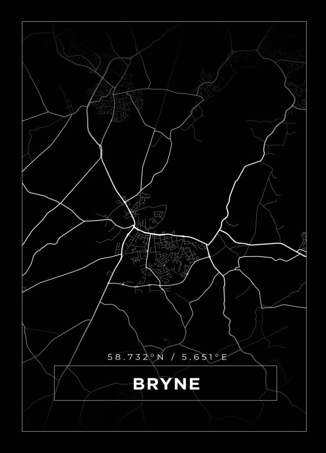 Kartta - Bryne - Musta Juliste