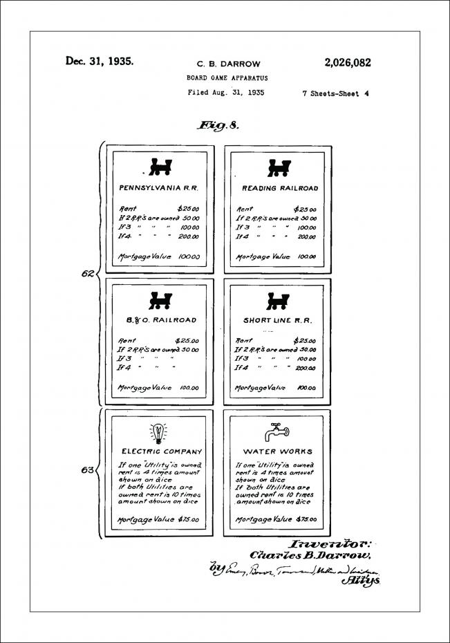 Patenttipiirustus - Monopoly III - Juliste
