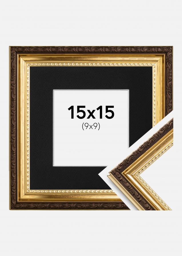 Kehys Abisko Kulta 15x15 cm - Paspatuuri Musta 10x10 cm