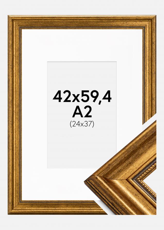 Kehys Rokoko Kulta 42x59,4 cm (A2) - Passepartout Valkoinen 25x38 cm