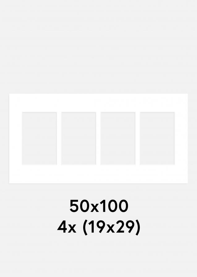 Paspatuuri Valkoinen 50x100 cm - Kollaasi 4 kuvalle (19x29 cm)