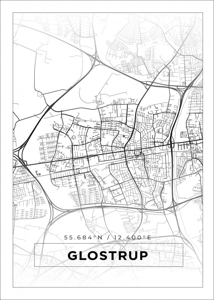 Kartta - Glostrup - Valkoinen Juliste