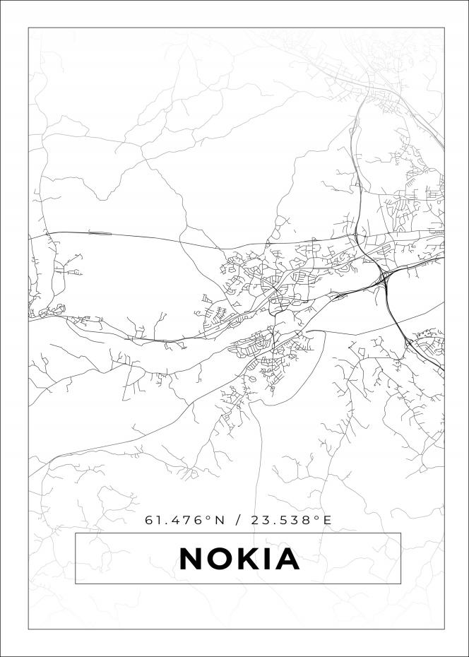 Kartta - Nokia - Valkoinen Juliste