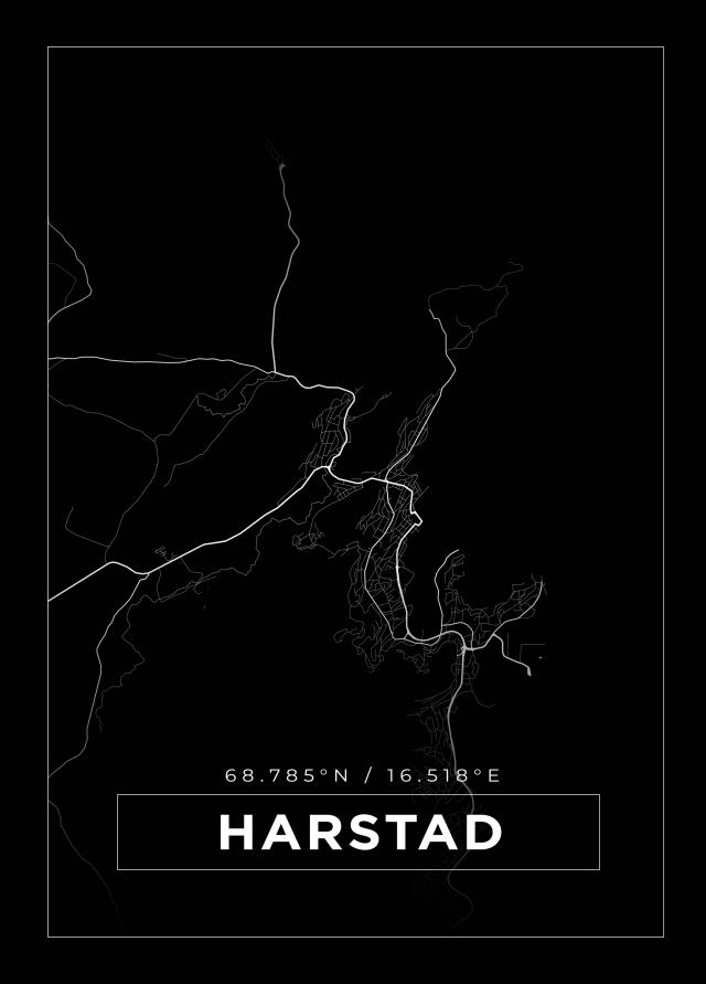 Kartta - Harstad - Musta Juliste