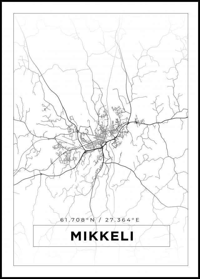 Kartta - Mikkeli - Valkoinen Juliste