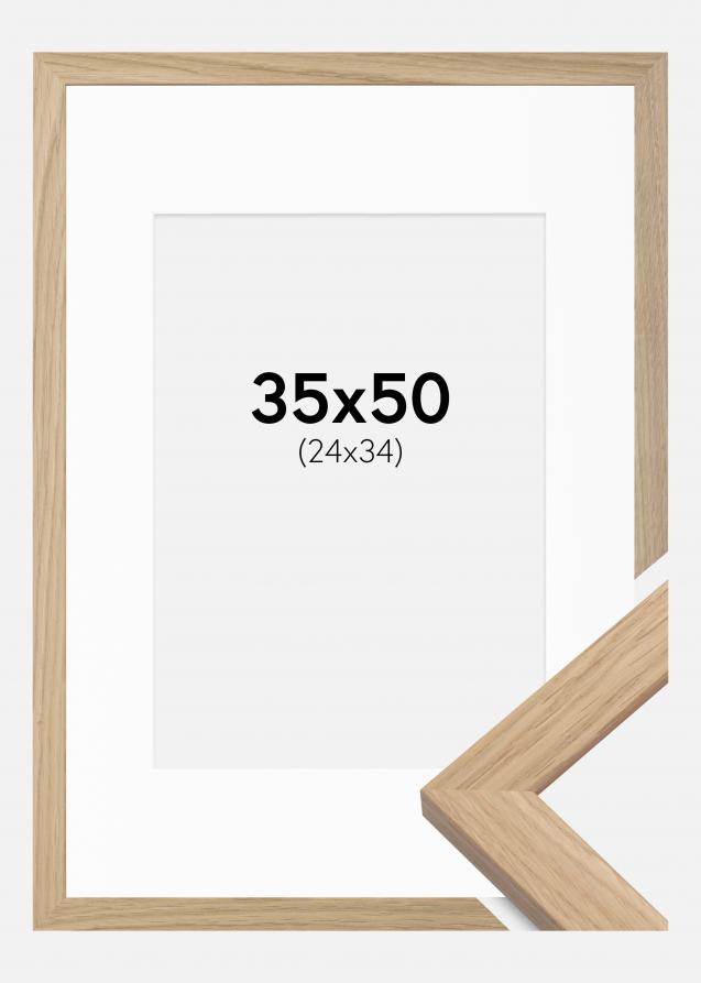 Kehys Oak Wood 35x50 cm - Passepartout Valkoinen 25x35 cm