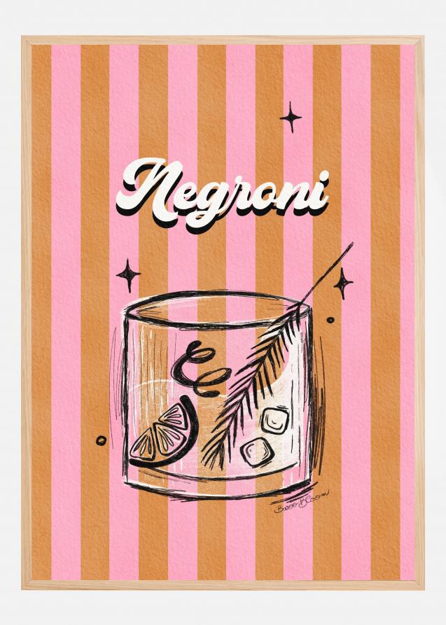 Negroni Drink on Stripes Juliste