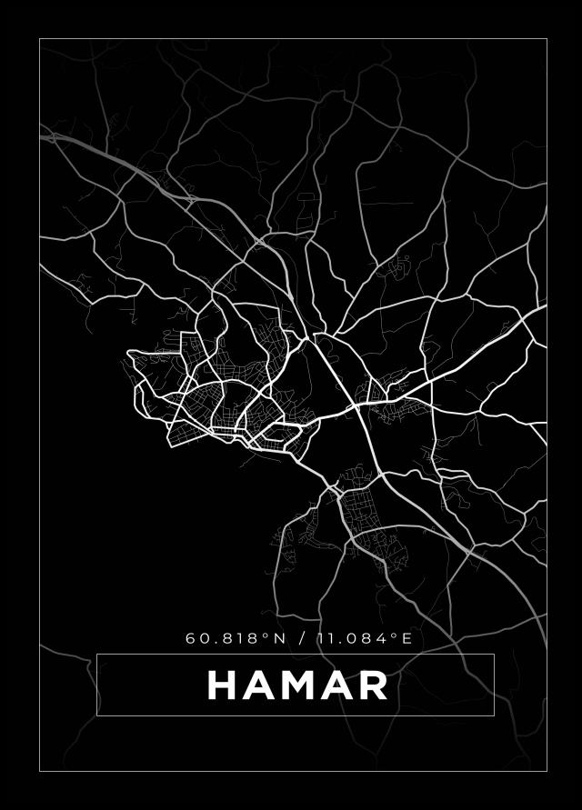 Kartta - Hamar - Musta Juliste