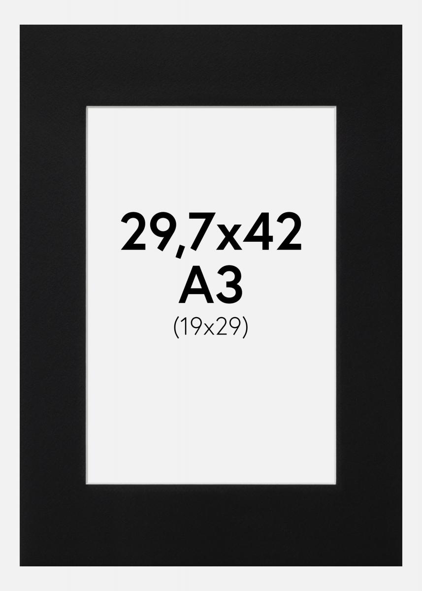 Paspatuuri Musta Standard (Valkoinen keskus) 29,7x42 cm (19x29)