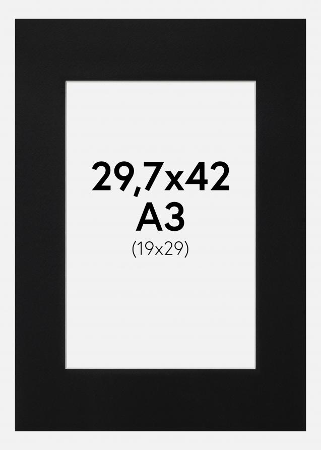 Paspatuuri Musta Standard (Valkoinen keskus) 29,7x42 cm (19x29)