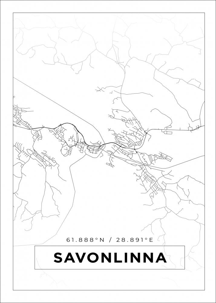 Kartta - Savonlinna - Valkoinen Juliste