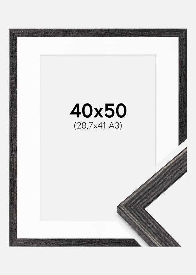 Kehys Fiorito Tummanharmaa 40x50 cm - Passepartout Valkoinen 29,7x42 cm (A3)