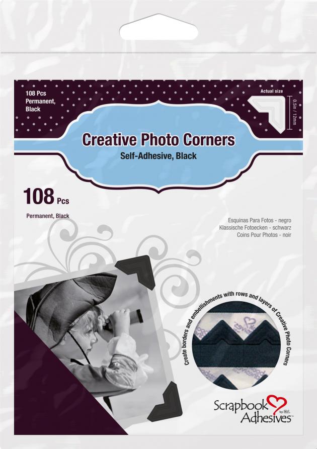 3L Creative Photo Corners Musta - 108 kpl