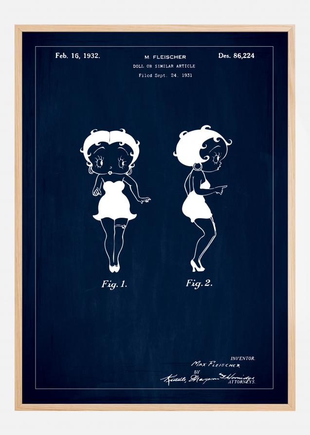 Patentti Piirustus - Betty Boop - Sininen Juliste
