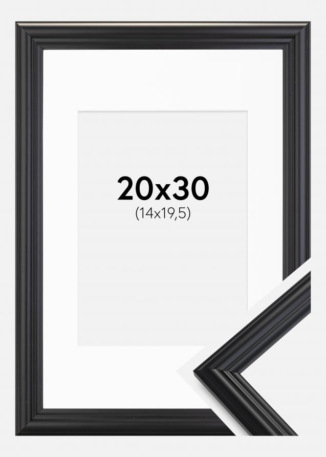 Kehys Siljan Musta 20x30 cm - Passepartout Valkoinen 15x21 cm (A5)
