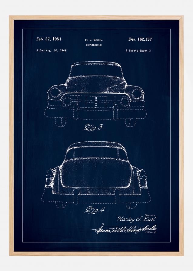 Patenttipiirustus - Cadillac II - Sininen Juliste