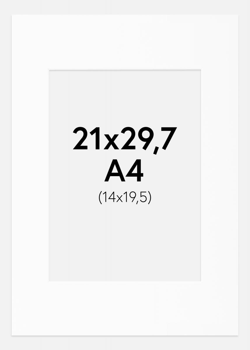 Passepartout Valkoinen Standard (Valkoinen keskus) A4 21x29,7 cm (14x19,5)