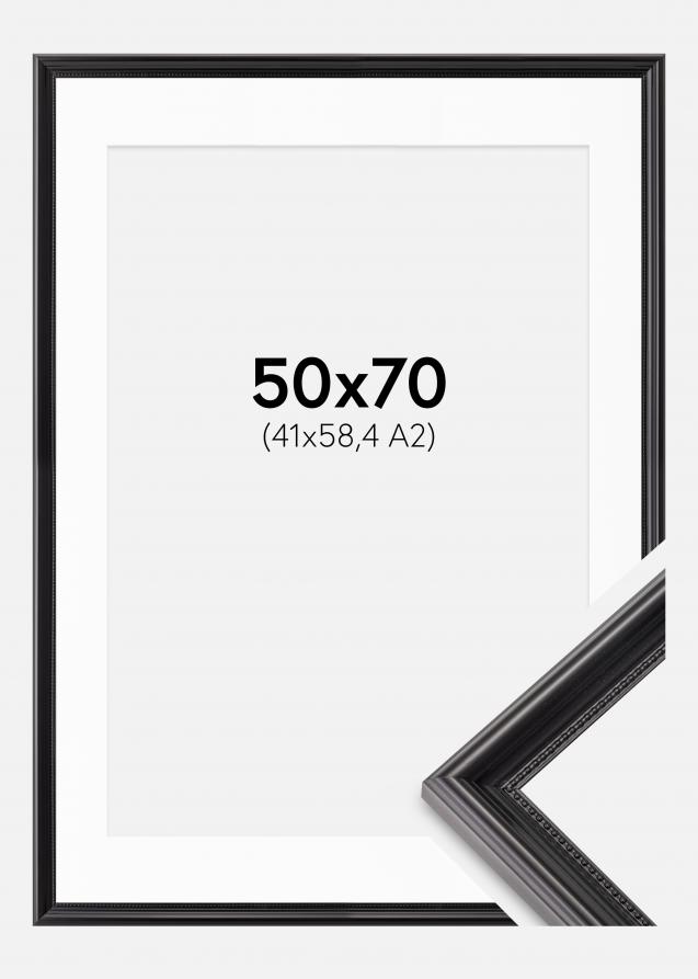 Kehys Gala Musta 50x70 cm - Passepartout Valkoinen 42x59,4 cm (A2)