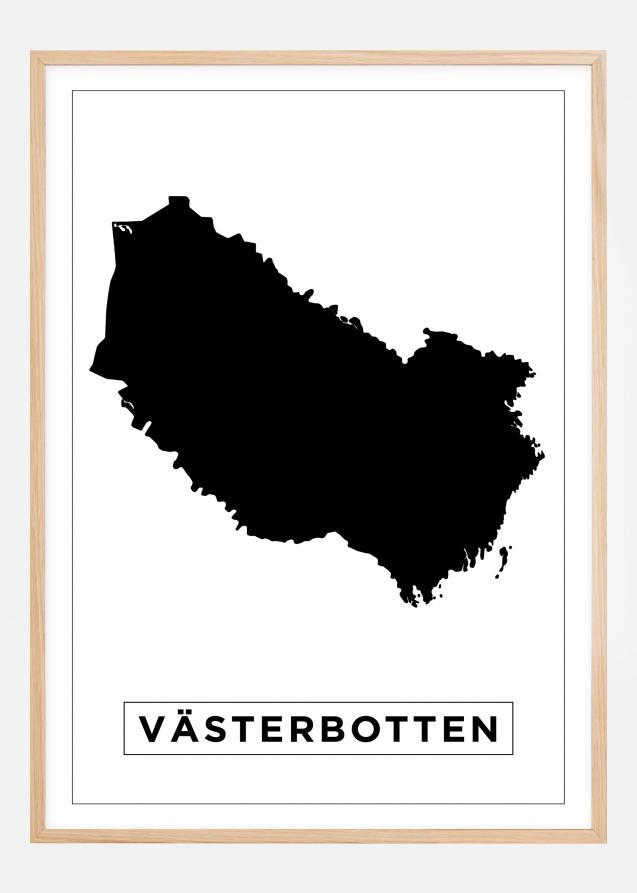 Kartta - Västerbotten - Valkoinen Juliste
