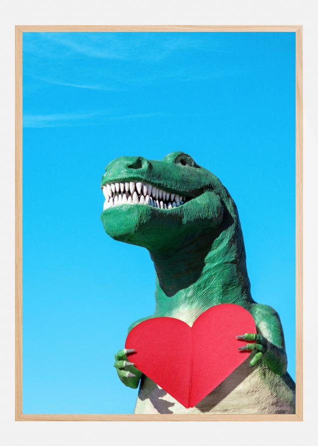 Tyrannosaurus Rex with a Red Paper Heart Juliste