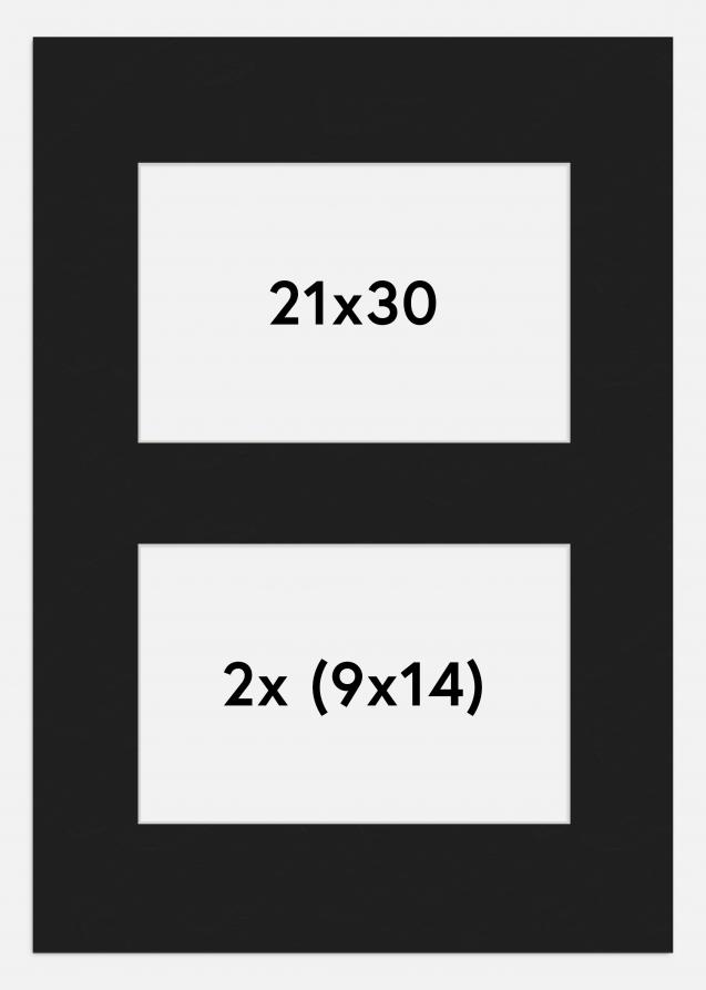Paspatuuri Musta 21x30 cm - Kollaasi 2 kuvalle (9x14 cm)