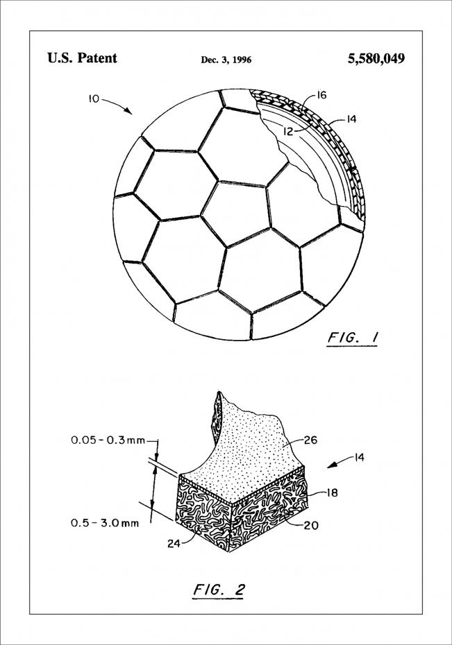 Patent Print - Football - White Juliste