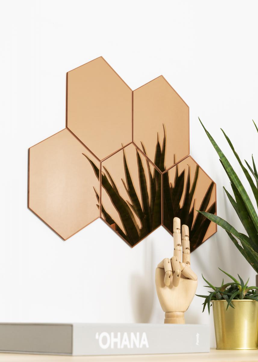 KAILA Peili Hexagon Rose Gold 18x21 cm - 5-pakkaus