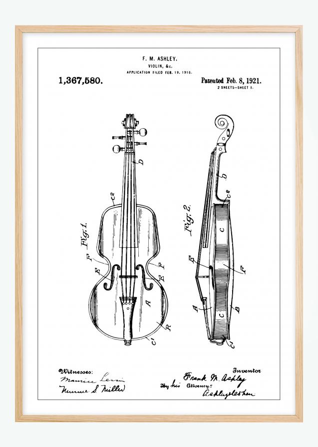 Patentti Piirustus - Viulu Juliste