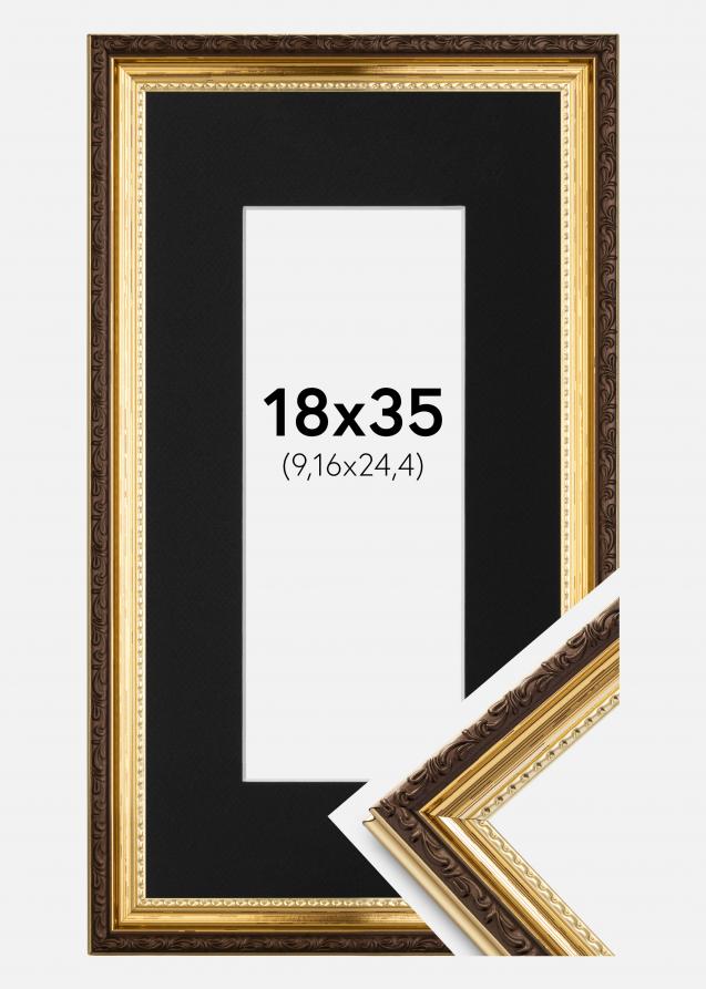 Kehys Abisko Kulta 18x35 cm - Paspatuuri Musta 4x10 tuumaa (10,16x25,4 cm)