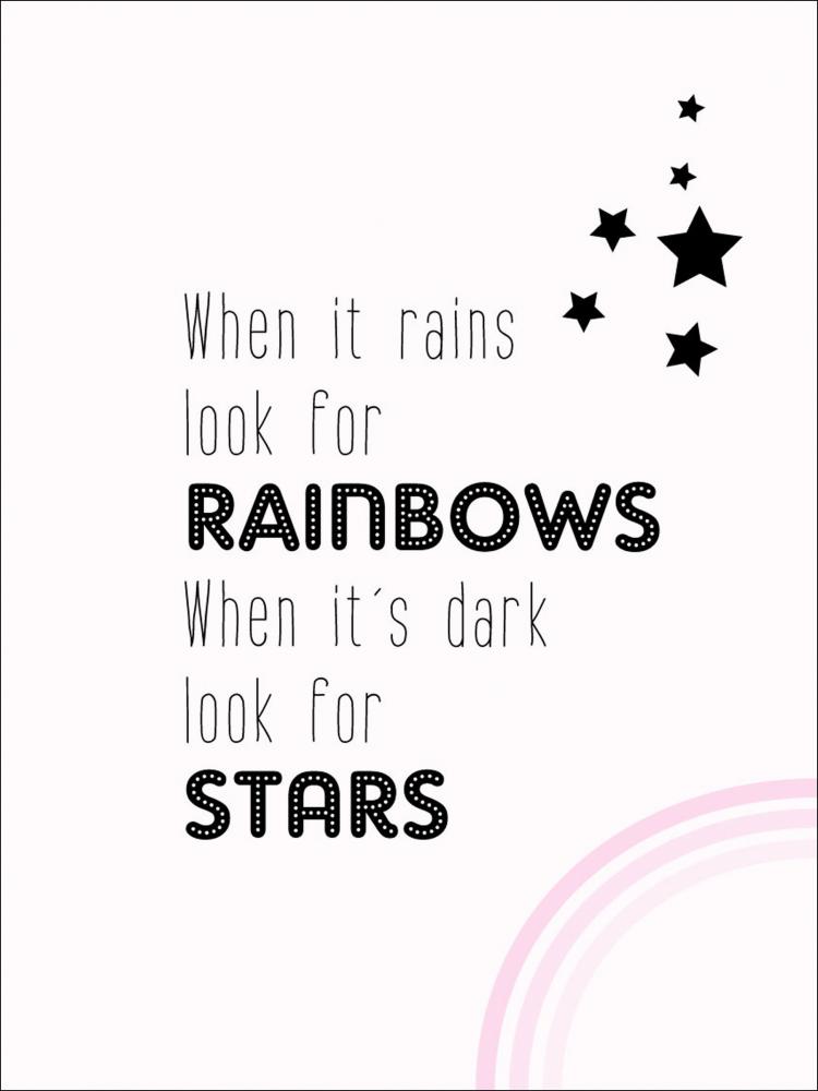 Rainbow and stars - Vaaleanpunainen