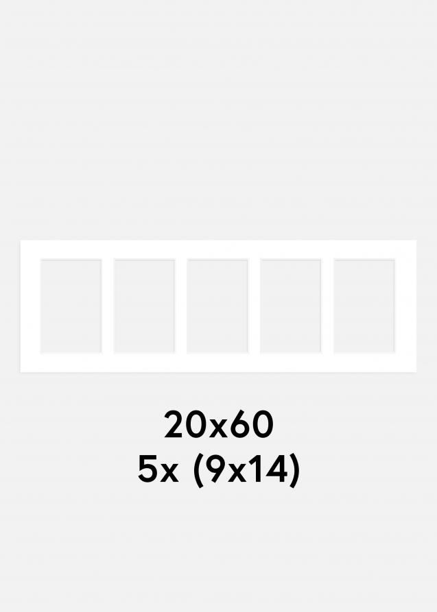 Paspatuuri Valkoinen 20x60 cm - Kollaasi 5 kuvalle (9x14 cm)