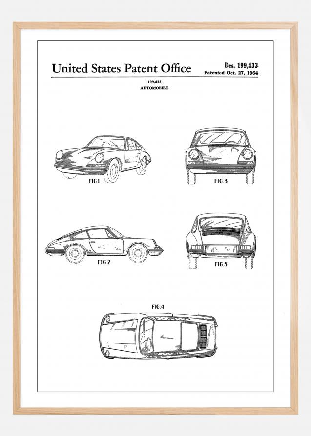 Patent Print - Porsche 911 Carrera - White Juliste
